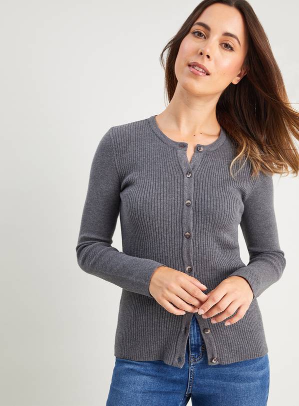 Buy Charcoal Grey Crew Neck Ribbed Cardigan 22 Cardigans Argos